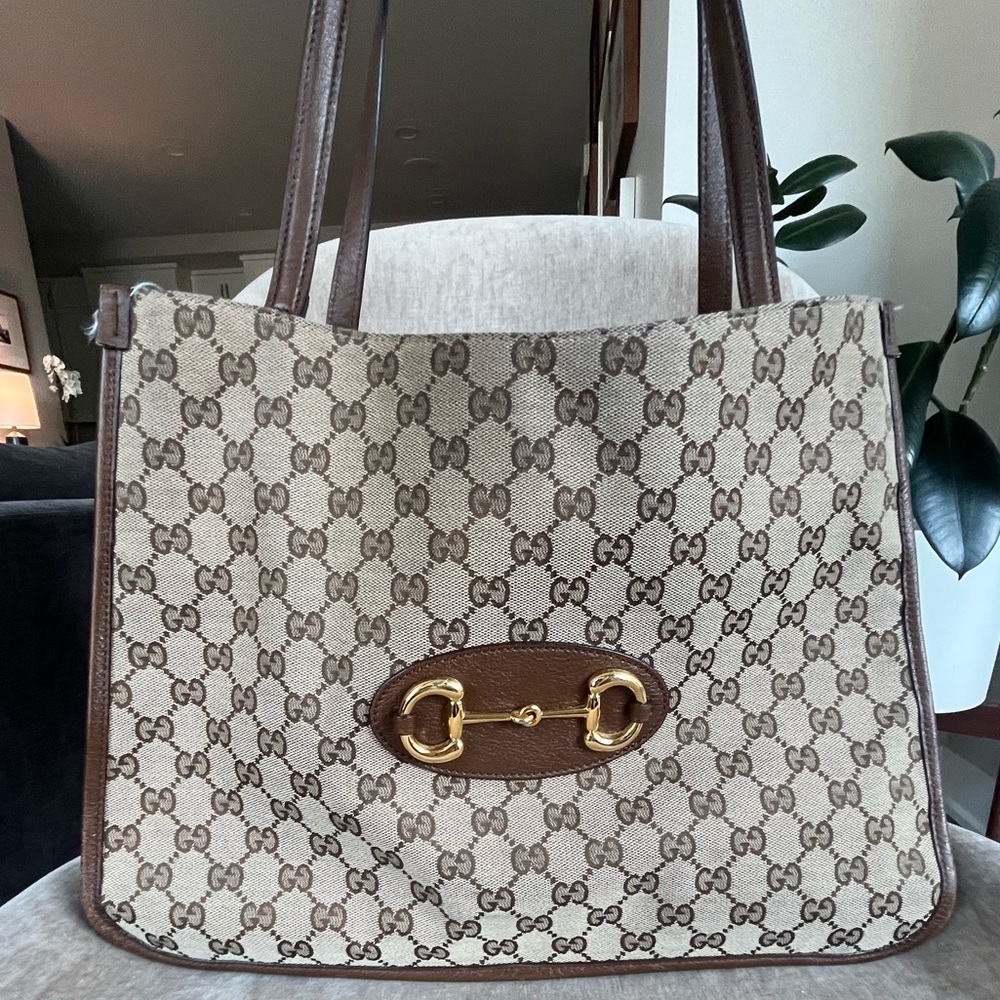 Gucci horsebit tote shoulder bag. used, interior pen ink stains